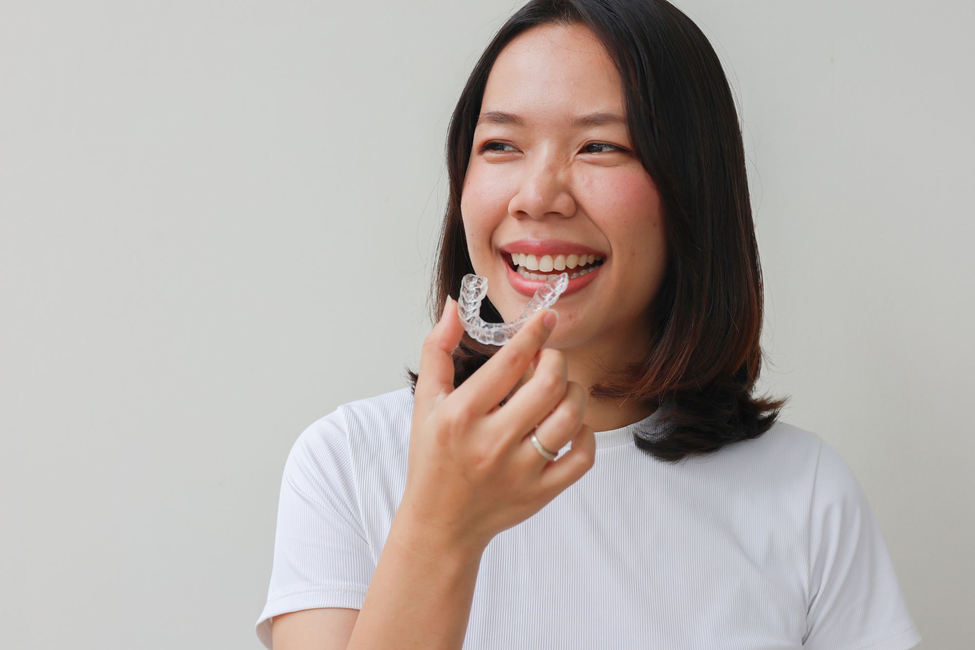 women showing a retainer