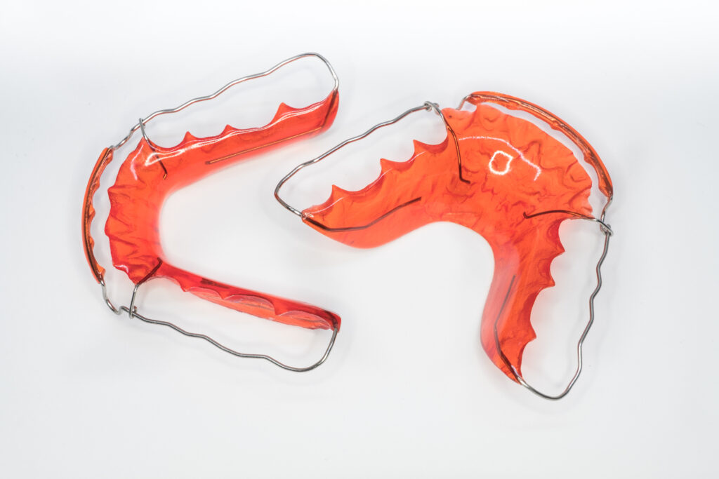 orthodontic retainer on white background